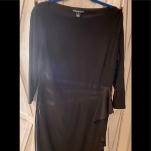 Black conservative dress flattering side accent
